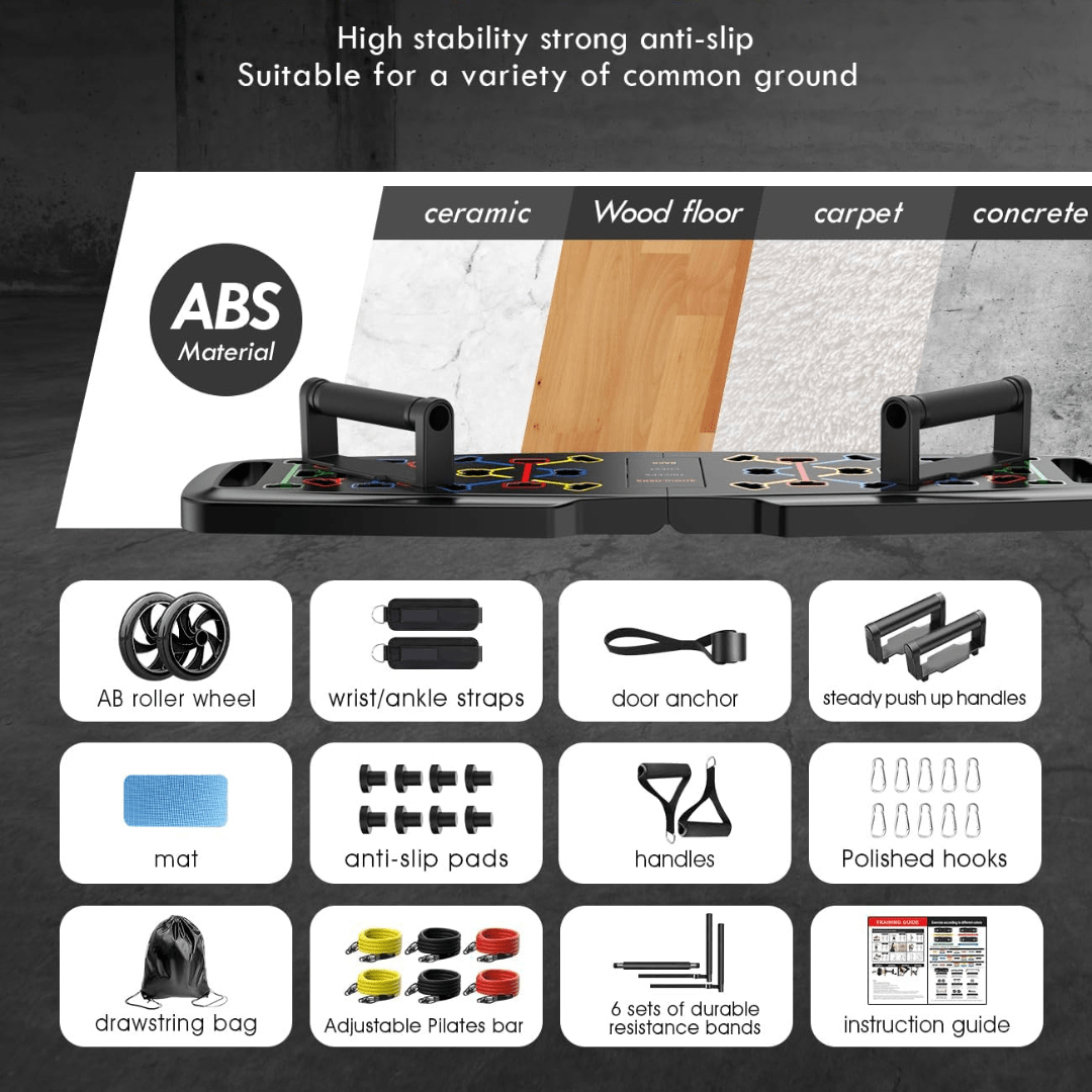 BowLift | Complete Fitness Set for Home with Resistance Bands & AB Roller