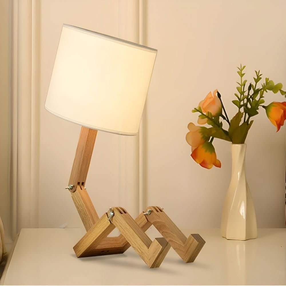 BowLift | Adjustable wooden lamp in robot design for reading & working light