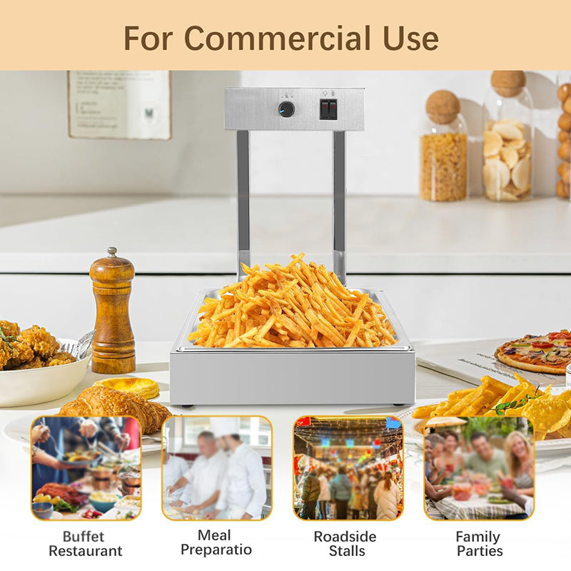 BowLift | Stainless Steel French Fry Warmer Commercial Heat Light Food Warmer Thermostable Food Heating Lamp for Chips