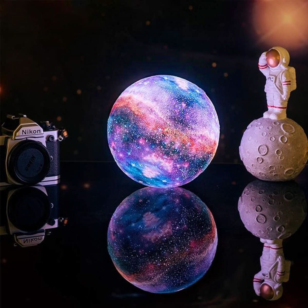 BowLift | Galaxy Moonlamp – 3D Moon Lamp with 16 Colors & Wooden Stand for Ambient Lighting