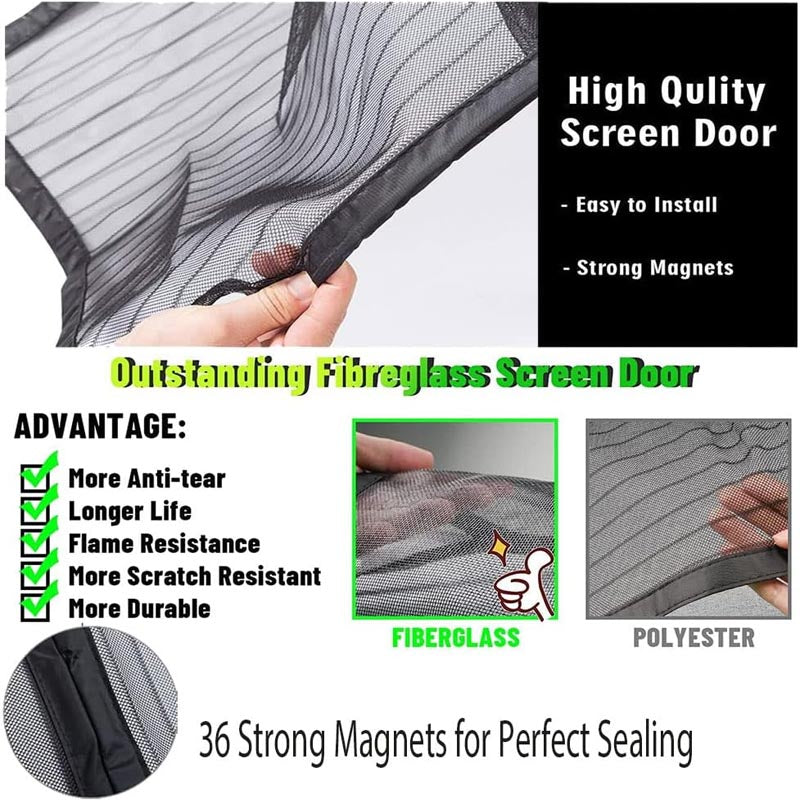 BowLift | 10x8ft Garage Door Screen for 1 Car Garage with Hook & Loop Tapes, Strips, Doors Screen