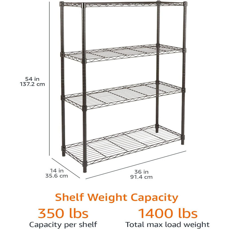 BowLift | 1400LBS Garage Storage Rack 4 Tier Garage Shelving Heavy Duty Steel Organizer Wire Rack for Storage Warehouse Pantry Closet