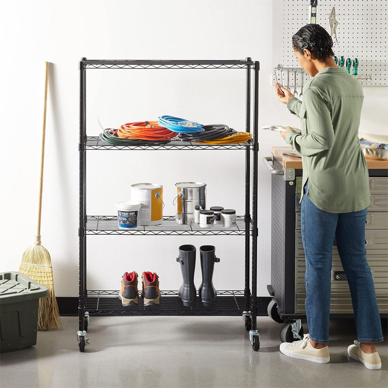 BowLift | 1400LBS Garage Storage Rack 4 Tier Garage Shelving Heavy Duty Steel Organizer Wire Rack for Storage Warehouse Pantry Closet
