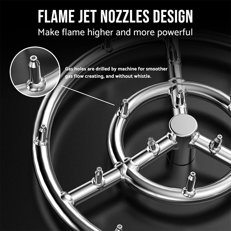 BowLift | 12" Round Stainless Steel Fire Pit Burner Ring, High Flame