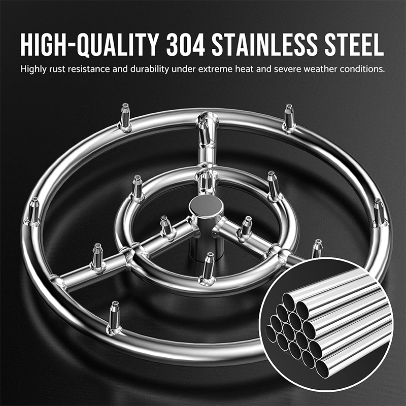 BowLift | 12" Round Stainless Steel Fire Pit Burner Ring, High Flame
