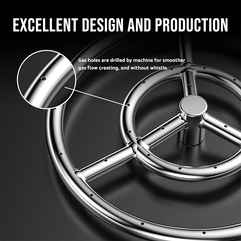 BowLift | 12" Round Fire Pit Burner Ring, 304 Stainless Steel