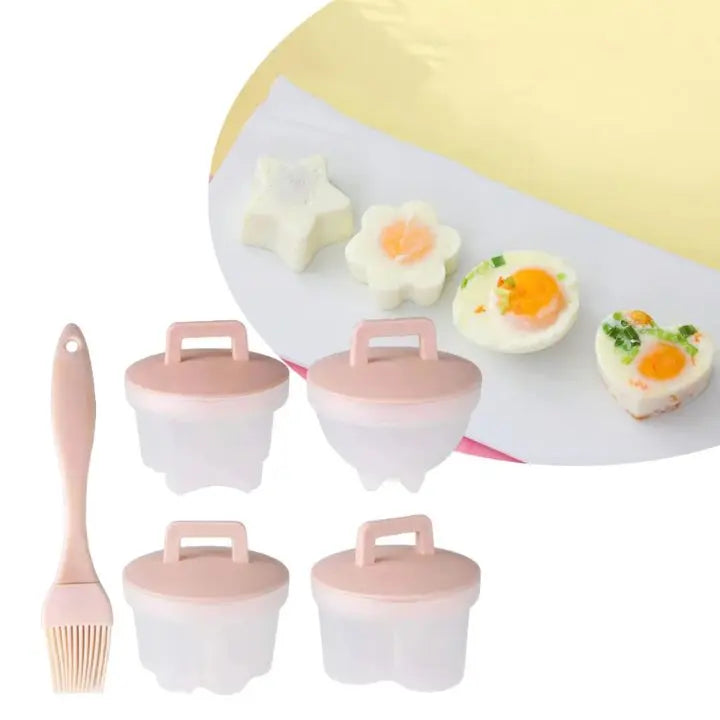BowLift | Cooked Egg Mold Set | Funny Breakfast Eggs (4 pcs. + Brush)