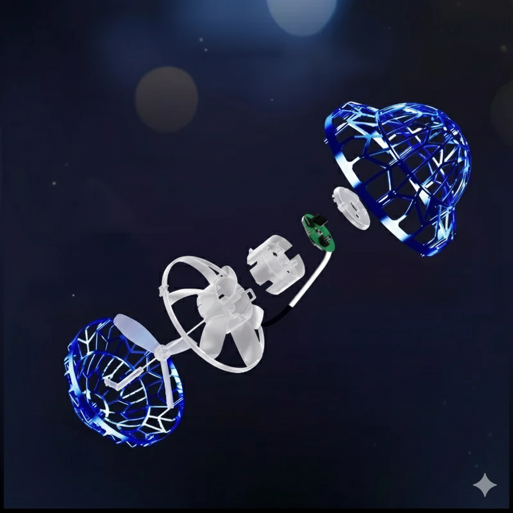 BowLift | Hand-Operated UFO Flying Ball Toy – Hovering Drone with LED Lights, Boomerang Effect, Perfect Christmas Gift for Kids