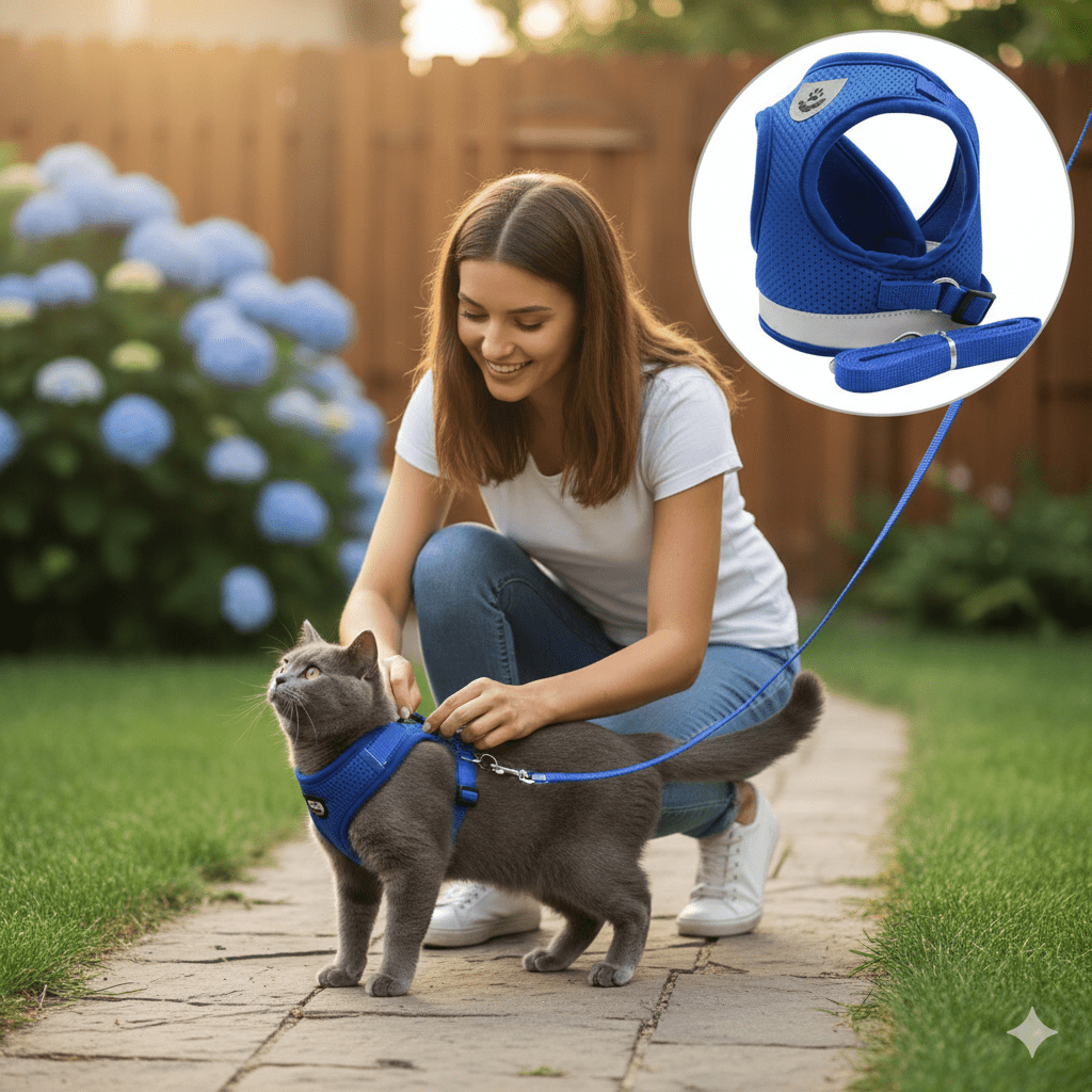 BowLift | Escape-proof cat harness with reflective details