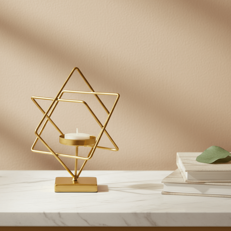 BowLift | Aurelios Golden Candle Holder | Elegant Metal Candle Stand for Living and Dining Table Decoration