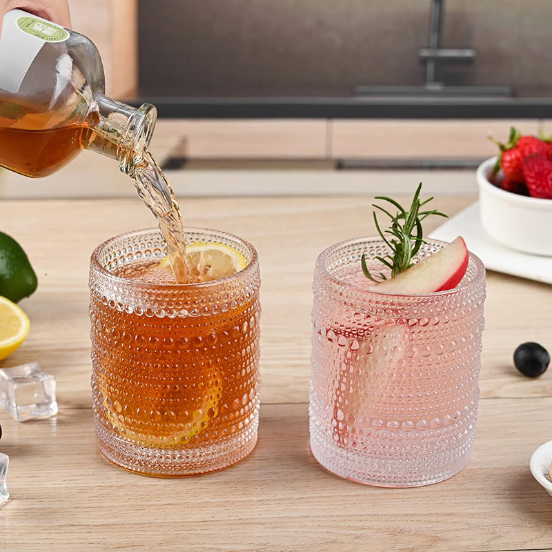 BowLift | 12 oz Hobnail Glass Cups Vintage Glassware Drinking Glasses Set of 6 Clear Water Tumbler for Beer,Cocktail,Whiskey,Juice