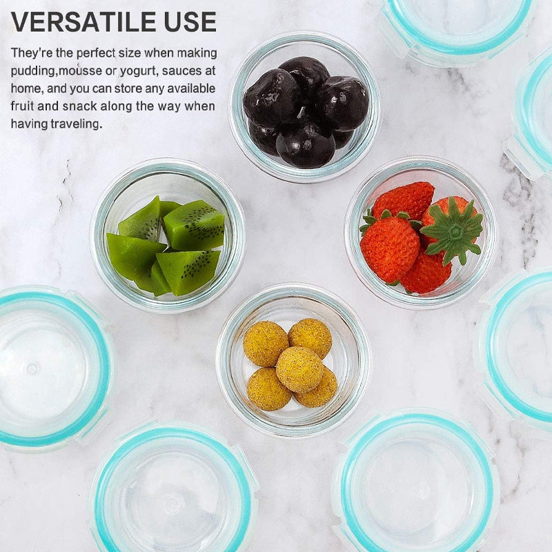 BowLift | 12-Pack, 5oz Mini Glass Food Storage Containers, Small Glass Jars With Locking Lids, Food Containers, Airtight, Freezer, Microwave, Oven & Dishwasher Friendly