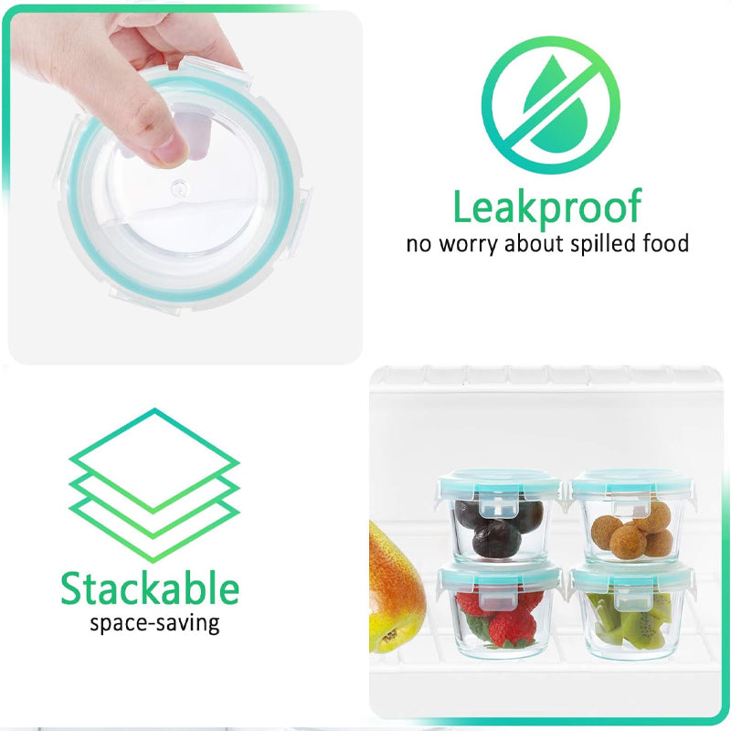 BowLift | 12-Pack, 5oz Mini Glass Food Storage Containers, Small Glass Jars With Locking Lids, Food Containers, Airtight, Freezer, Microwave, Oven & Dishwasher Friendly