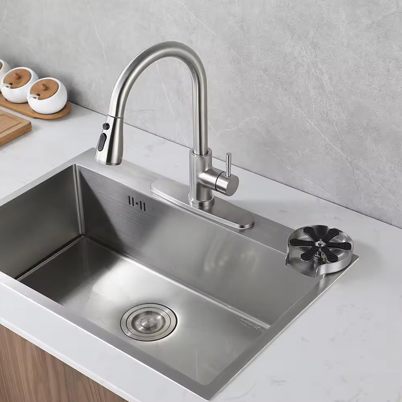 BowLift | Stainless Steel Kitchen Sink Bottle Cup Washer Sink Attachment Cleaner High Pressure Automatic Spin Quick Bar Glass Rinser