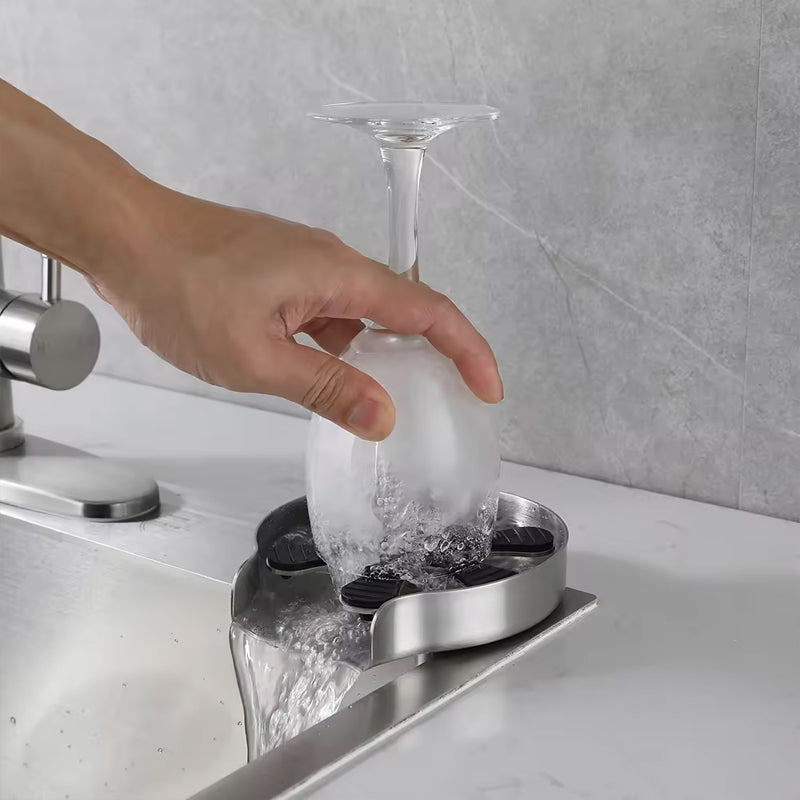 BowLift | Stainless Steel Kitchen Sink Bottle Cup Washer Sink Attachment Cleaner High Pressure Automatic Spin Quick Bar Glass Rinser