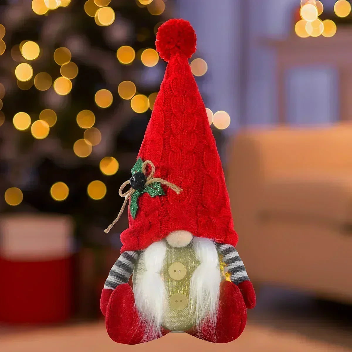 BowLift | LED Christmas Gnome | Knitted Design with Night Light | Glowing Christmas Decoration | Warm & Cozy