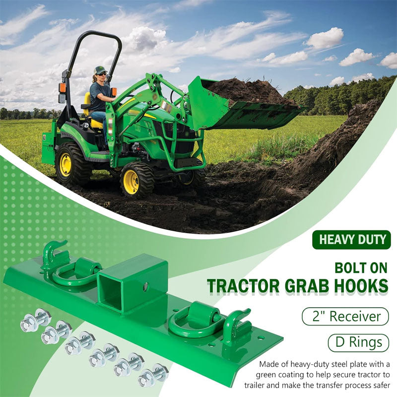 BowLift | Grab Hooks 5" x 21.85" Heavy Duty Bolt on Compact Grab Hooks 2" Receiver for Tractor Bucket RV UTV Truck Hardware Includ