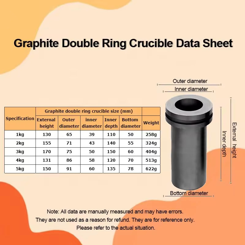 BowLift | Graphite Crucible Silver Gold Melting 1Kg 2Kg 3Kg Furnace Graphite Double Ring Crucible