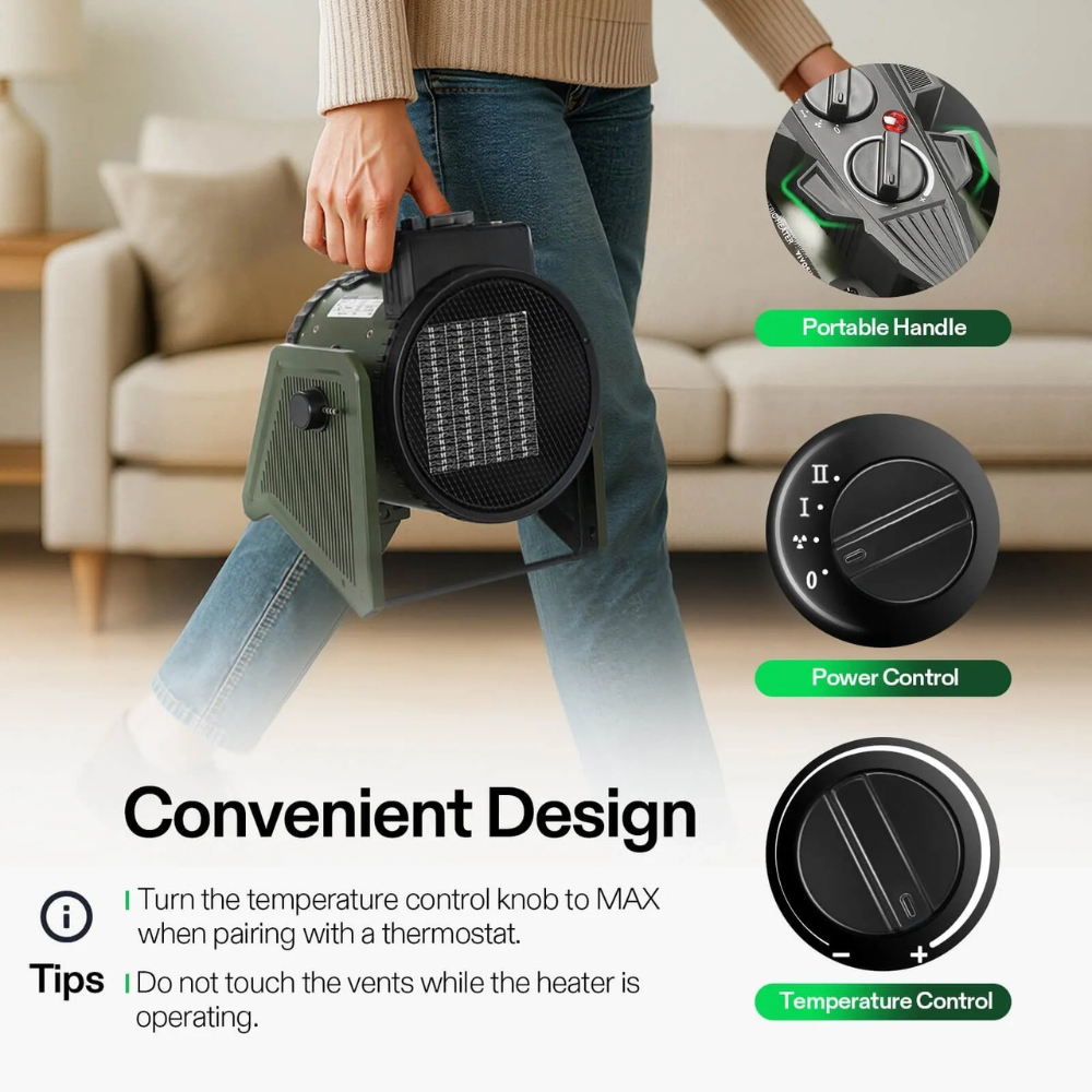 BowLift | Electric Space Heater Adjustable Thermostat Greenhouse Home Use