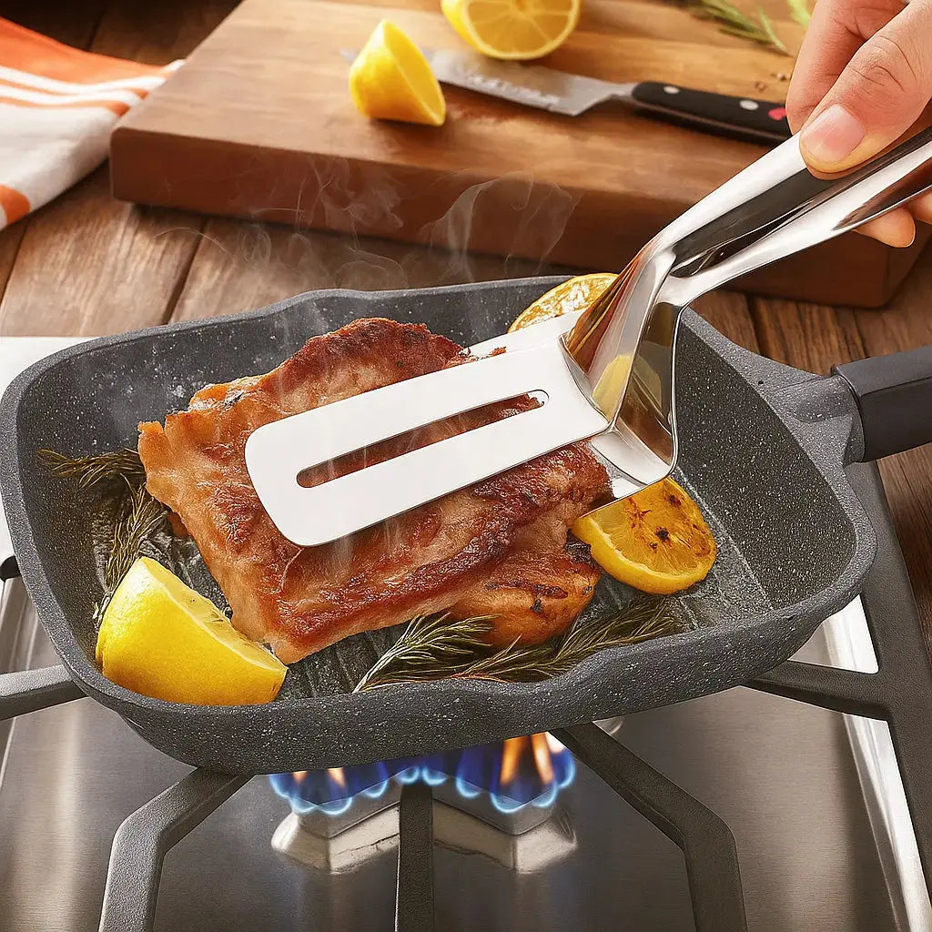 BowLift | Grill tongs made of stainless steel – 2-in-1 spatula & gripping tongs