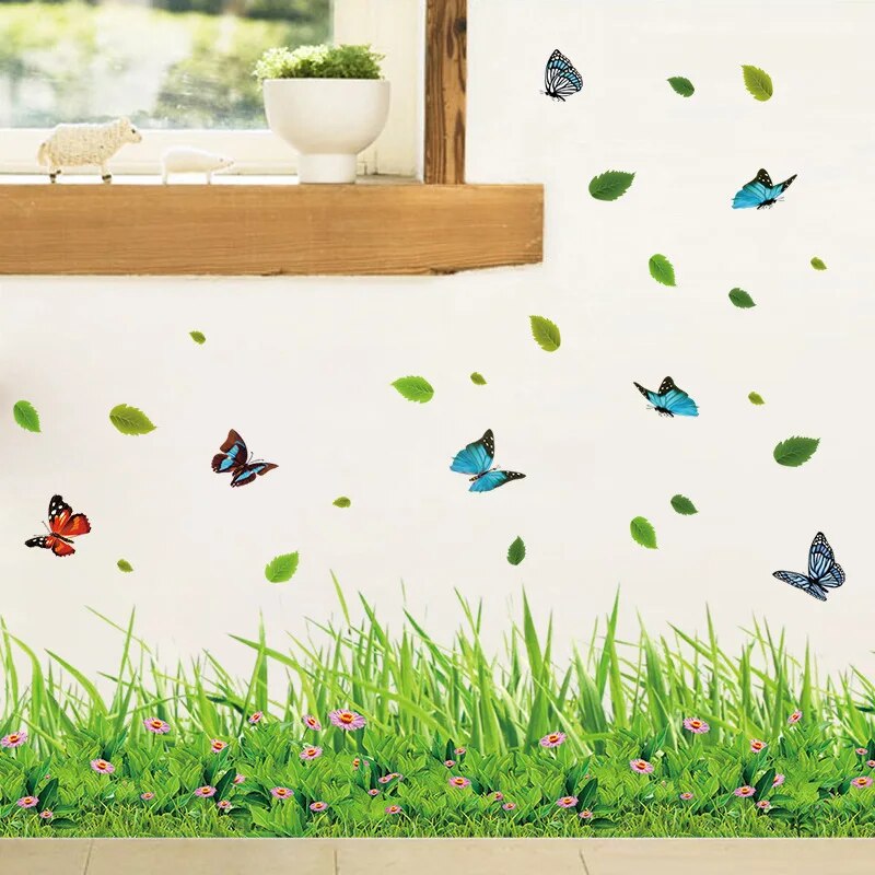 BowLift | Serene Springtime Butterfly Green Grass Wall Stickers