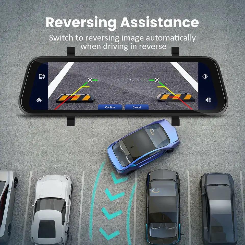 BowLift | VisionMirror Pro – Ultra HD Mirror Dash Cam with Wireless CarPlay & Android Auto