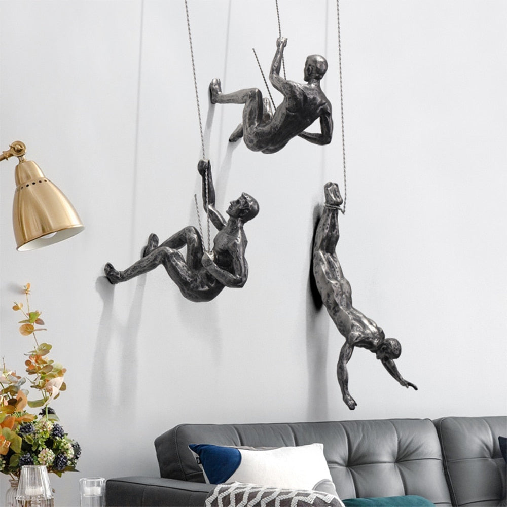 BowLift | CraftedClimb Climbing Figures Wall Decoration – Inspiring Wall Art of Resin and Iron