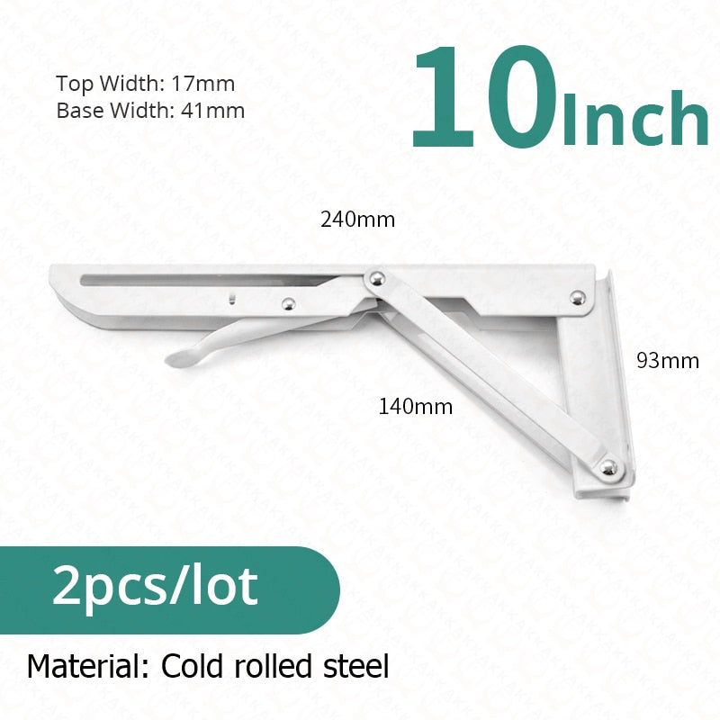 BowLift | 2-piece set collapsible shelf brackets, heavy-duty, made of stainless steel for tables, motorhomes and space-saving