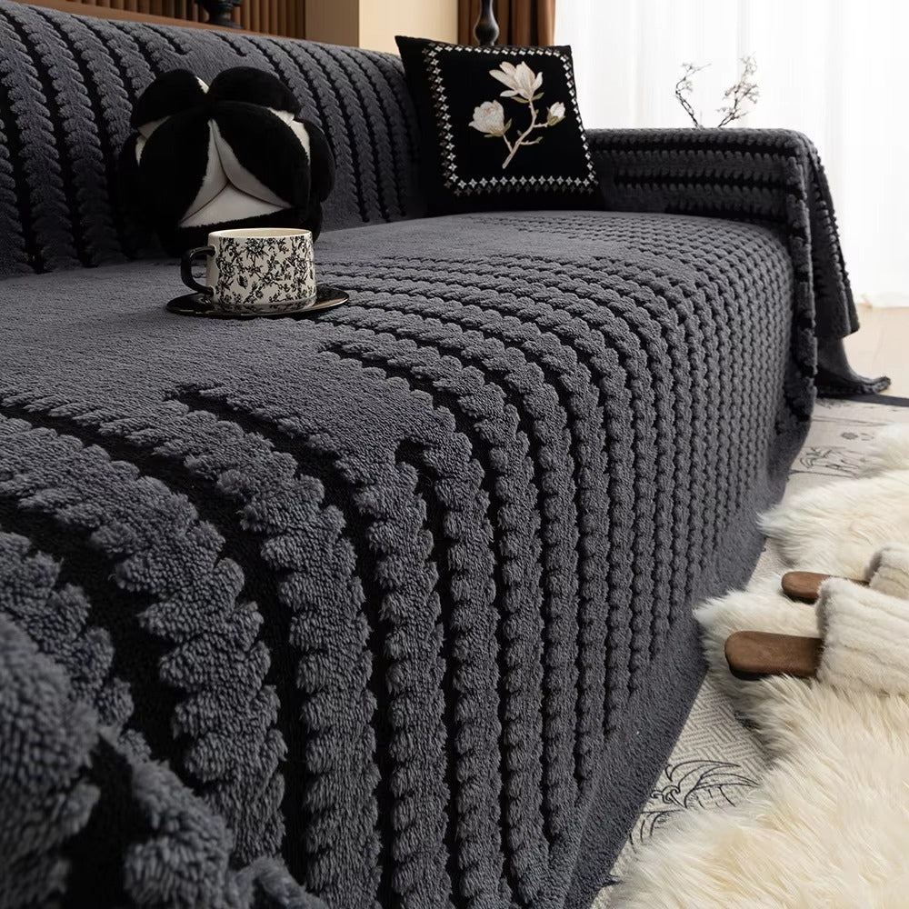 BowLift | Elegant Plush Sofa Cover with Tufted Details
