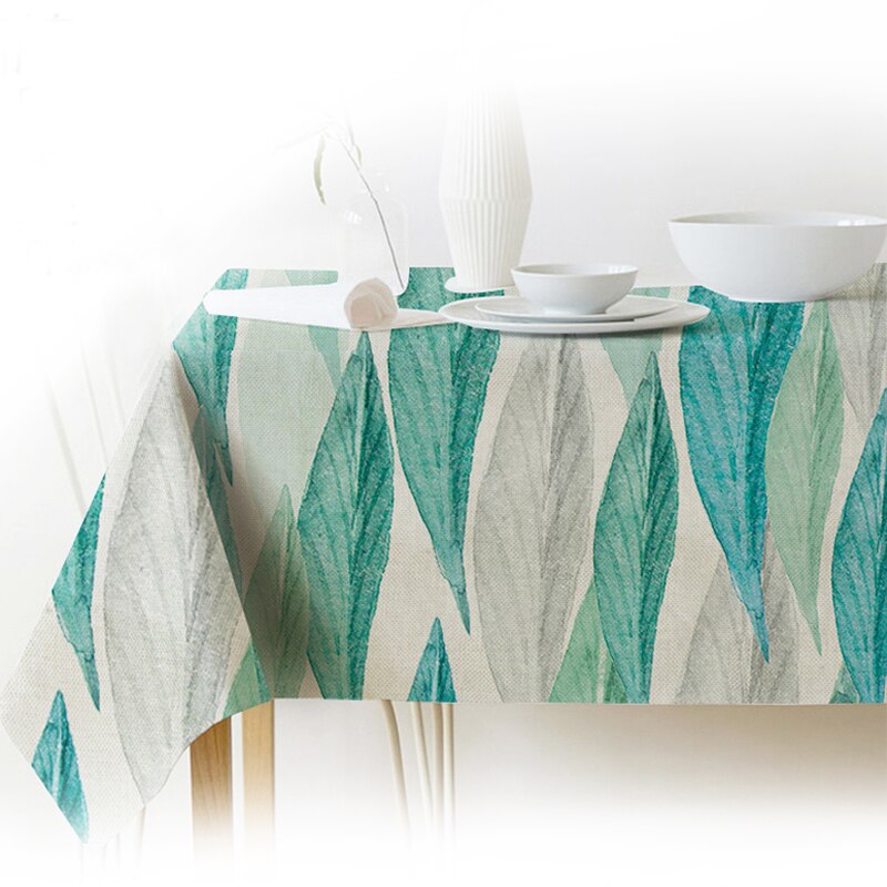 BowLift | Nordic modern linen cotton square green tropical leaf tablecloth cover cloth