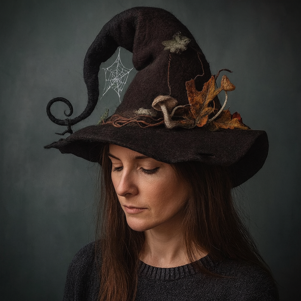 BowLift | Halloween Costume Felt Witch Hat Handmade Merino Wool Party Accessory