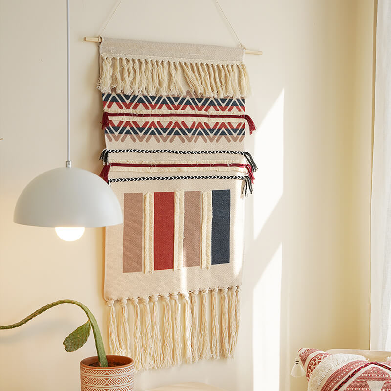 BowLift | Handwoven geometric pattern tassel wall hanging