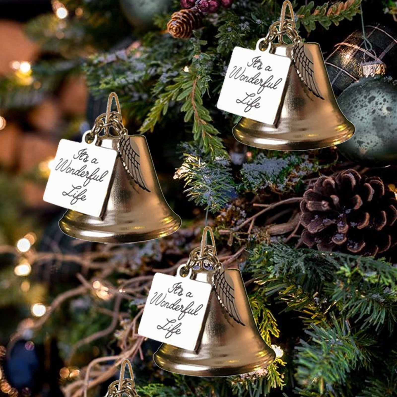 BowLift | 🎄Christmas Tree Memorial Ornaments Angel Wings Bell Hangings Hanging Decoration