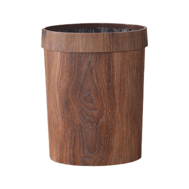 BowLift | Elegant Retro Wood Grain Trash Can