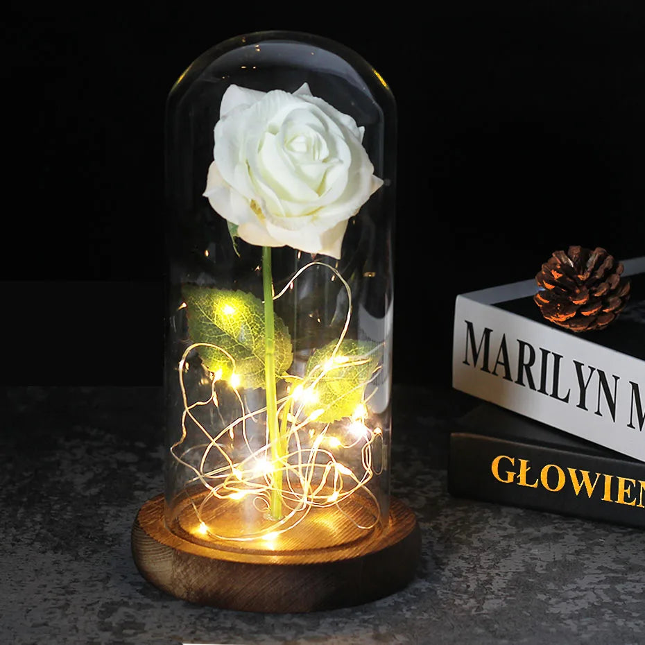 BowLift | Eternal Rose in Glass Dome | Handpicked, LED Lit & Ideal for Romantic Gifts and Home Decor