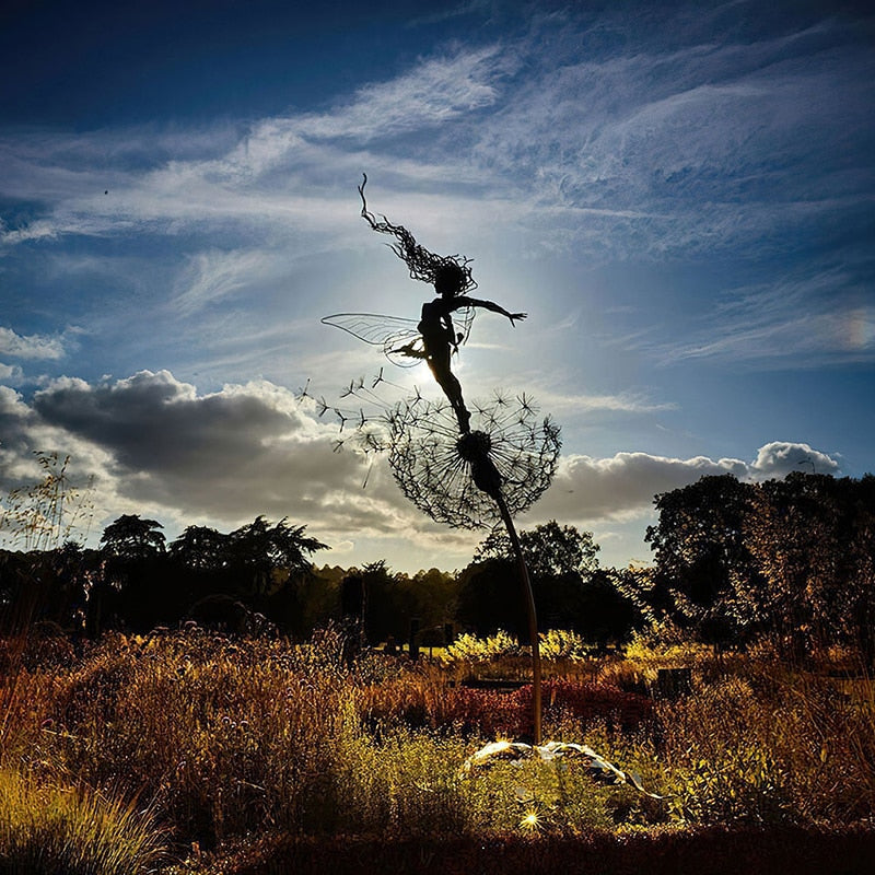 BowLift | Fairies and Dandelions Dancing Together Sculpture for Outdoor Garden