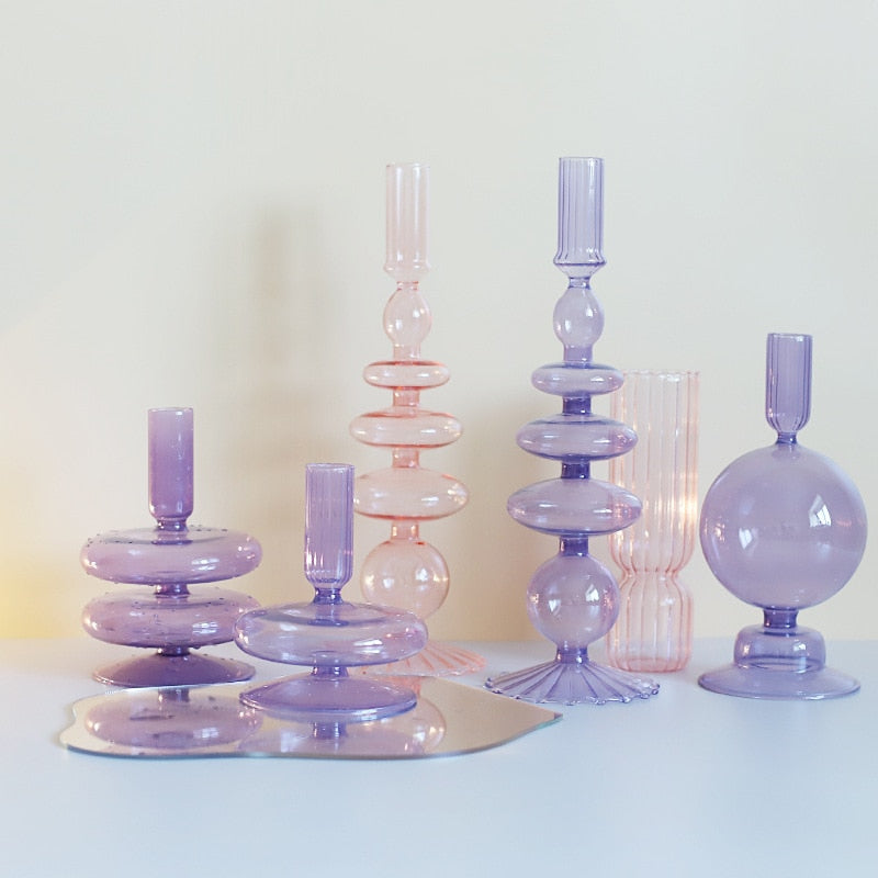 BowLift | Lilac Candle Holder made of Glass
