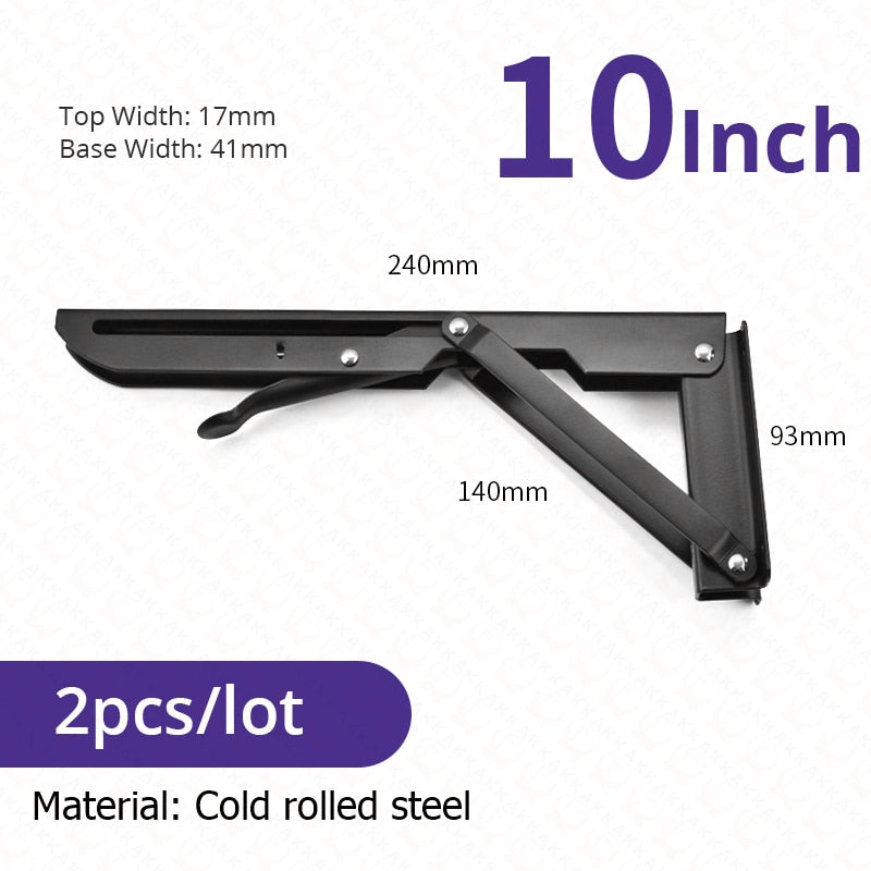 BowLift | 2-piece set collapsible shelf brackets, heavy-duty, made of stainless steel for tables, motorhomes and space-saving