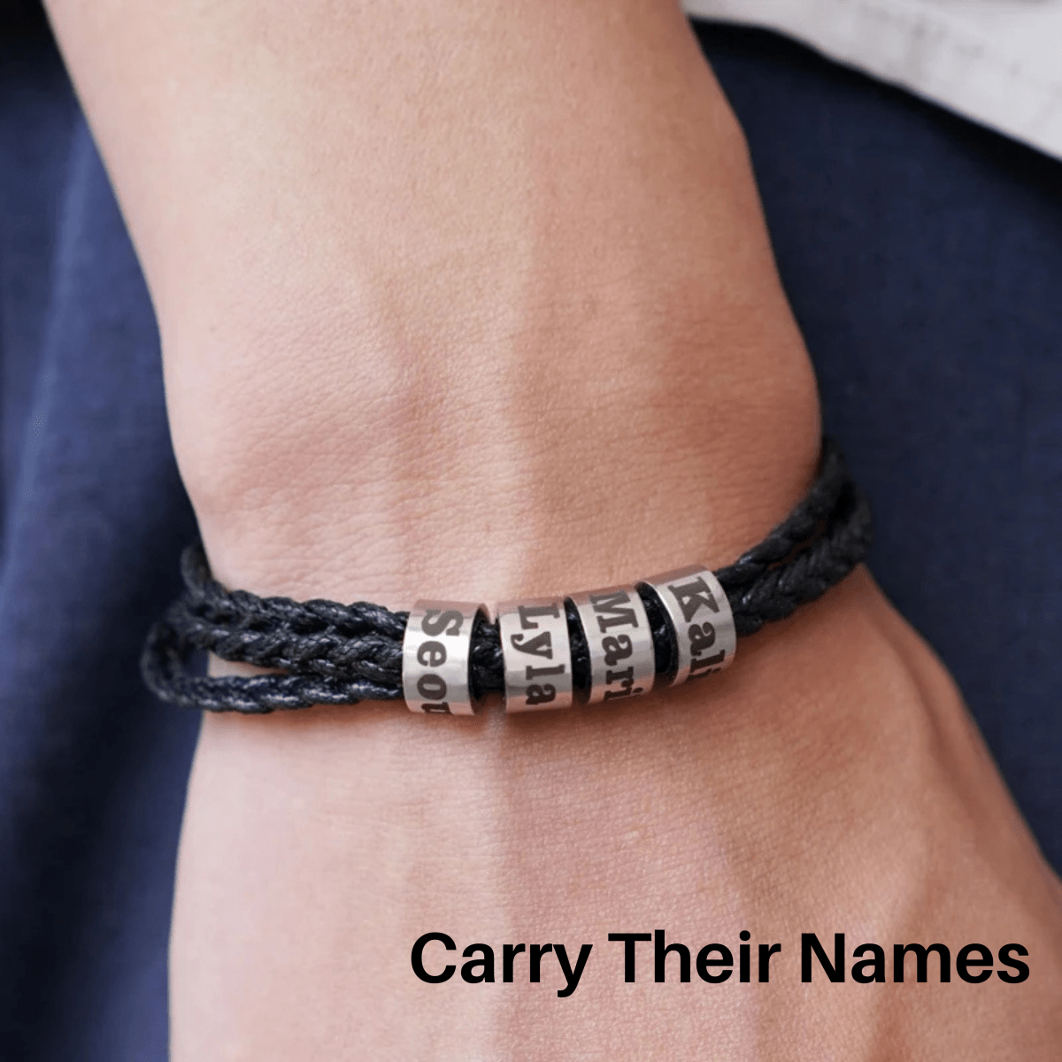 BowLift | Men's braided bracelet with personalized name beads