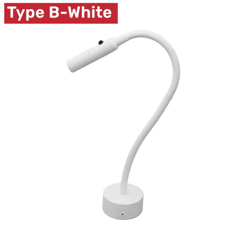 BowLift | Modern Flexible LED Reading Wall Lamp with Switch for Bedroom and Study - 1W/3W