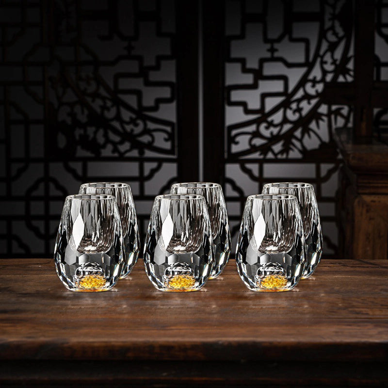 BowLift | Luxury Crystal Glasses with Gold Flakes – Handmade – Set of 2 – For Whisky & Premium Beverages