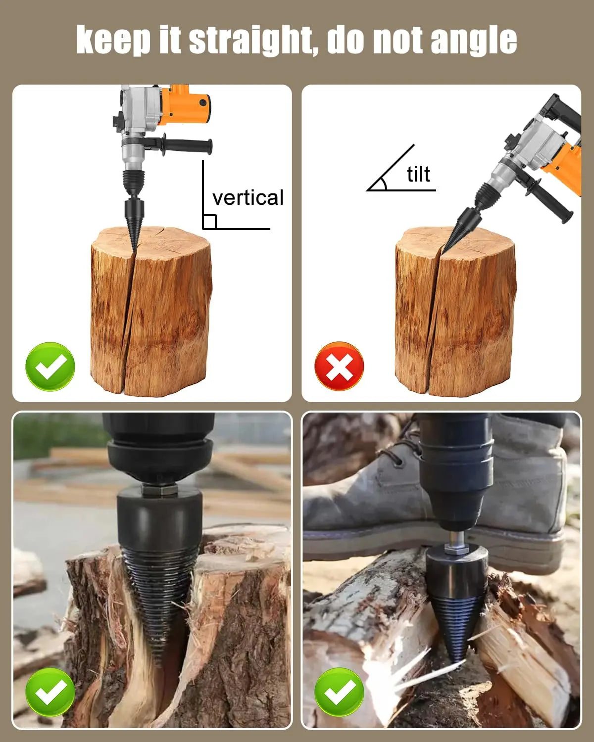 BowLift | Wood splitting drill set – Energy-saving splitting with drill