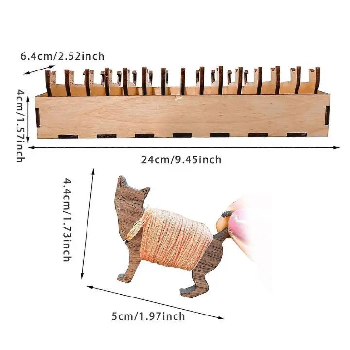 BowLift | Wooden Bobbin Set with Animal Motifs – Organizer for Embroidery Floss (15 Bobbins)
