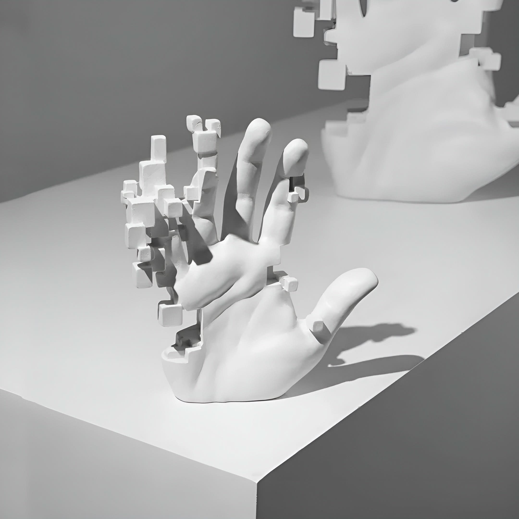 BowLift | Abstract Resin Hand Sculpture with Mosaic Design