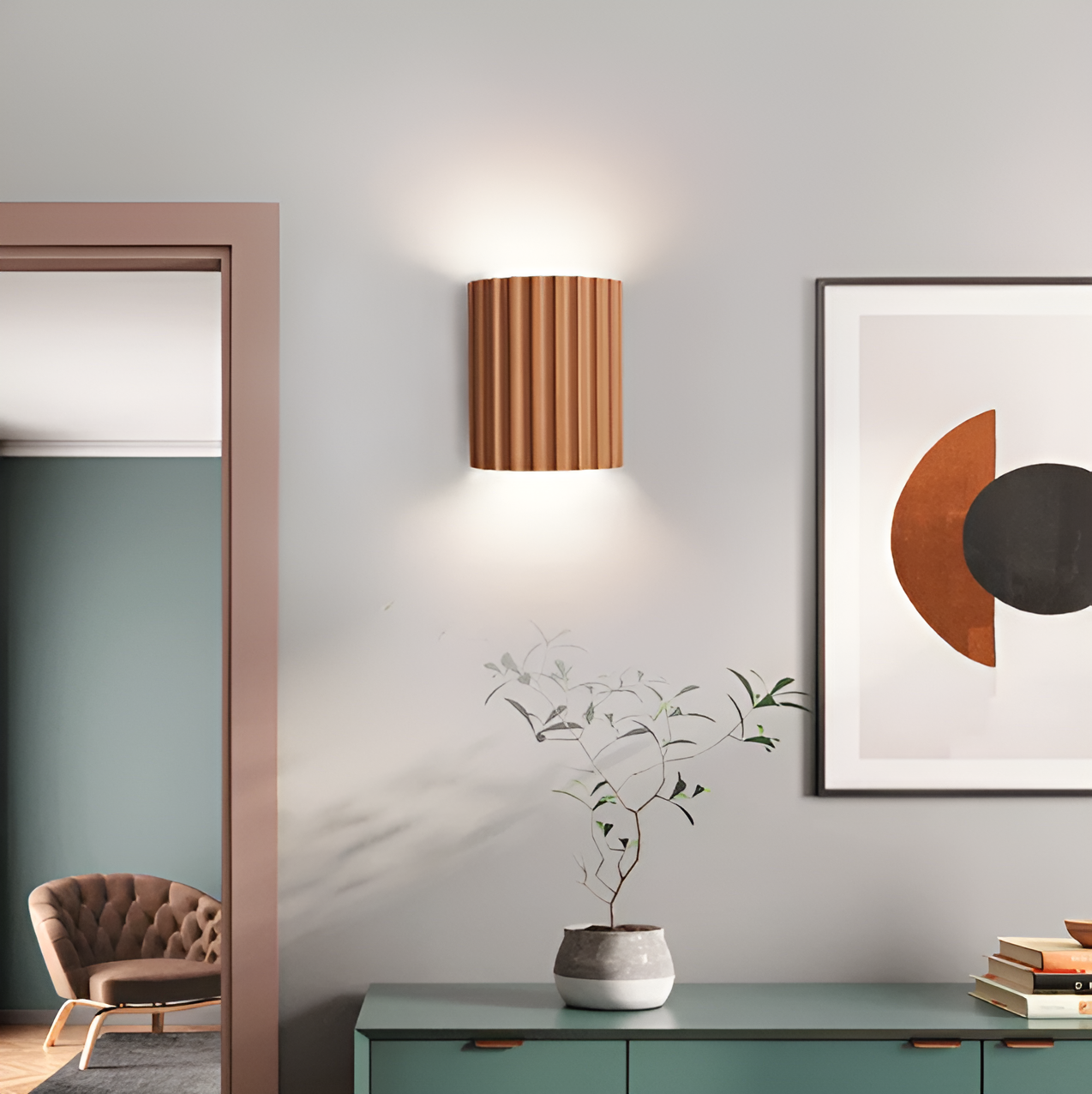 BowLift | Striped LED wall light made of resin for a modern Nordic atmosphere