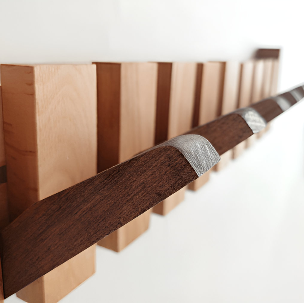 BowLift | RetroHooks - Wooden piano wall shelf with magnetic hooks