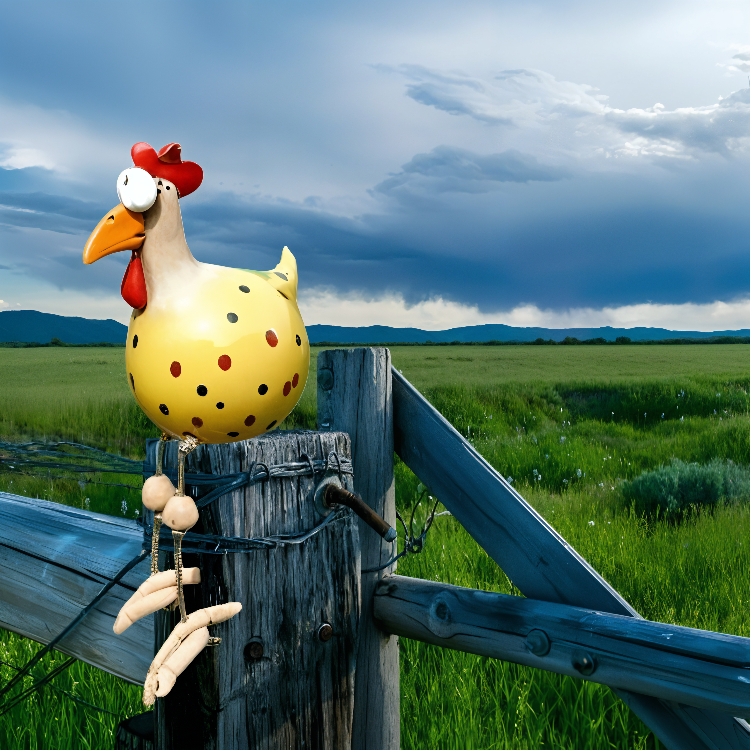 BowLift | Large Eyes Chicken Statue - Weatherproof Resin Craft - Rooster Garden Statue