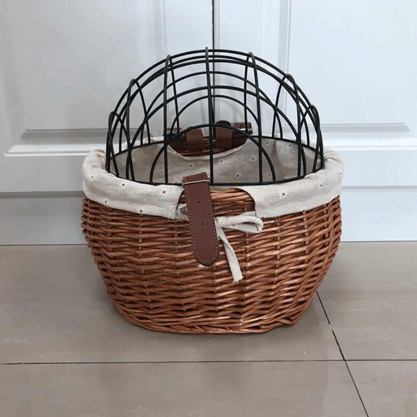 BowLift | PawRide | Front-Mounted Wicker Dog Bike Basket – Safe, Stylish & Weatherproof