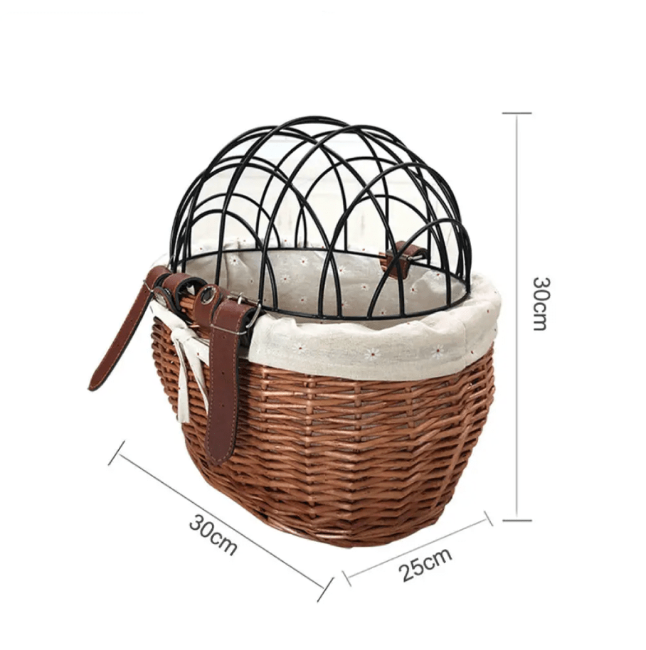 BowLift | PawRide | Front-Mounted Wicker Dog Bike Basket – Safe, Stylish & Weatherproof