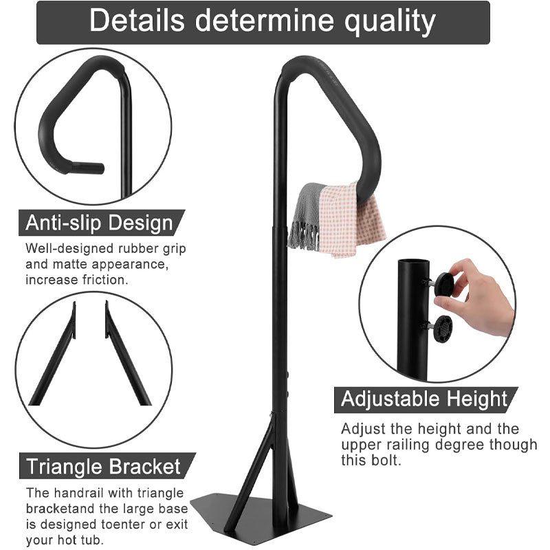 BowLift | Hot Tub Grab Bars, Adjustable Height 63 Inch Sliding Base Under Spa Step Hot Tub Grab Bars For Indoor And Outdoor Use